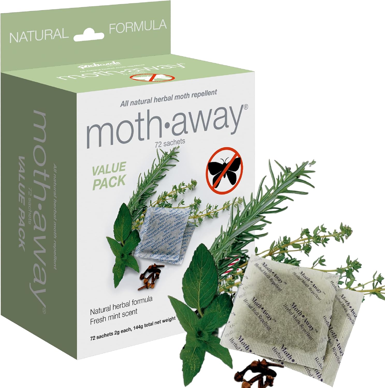 Moth Away Value Pack - Herbal Non Toxic Natural Repellent – 72-Count