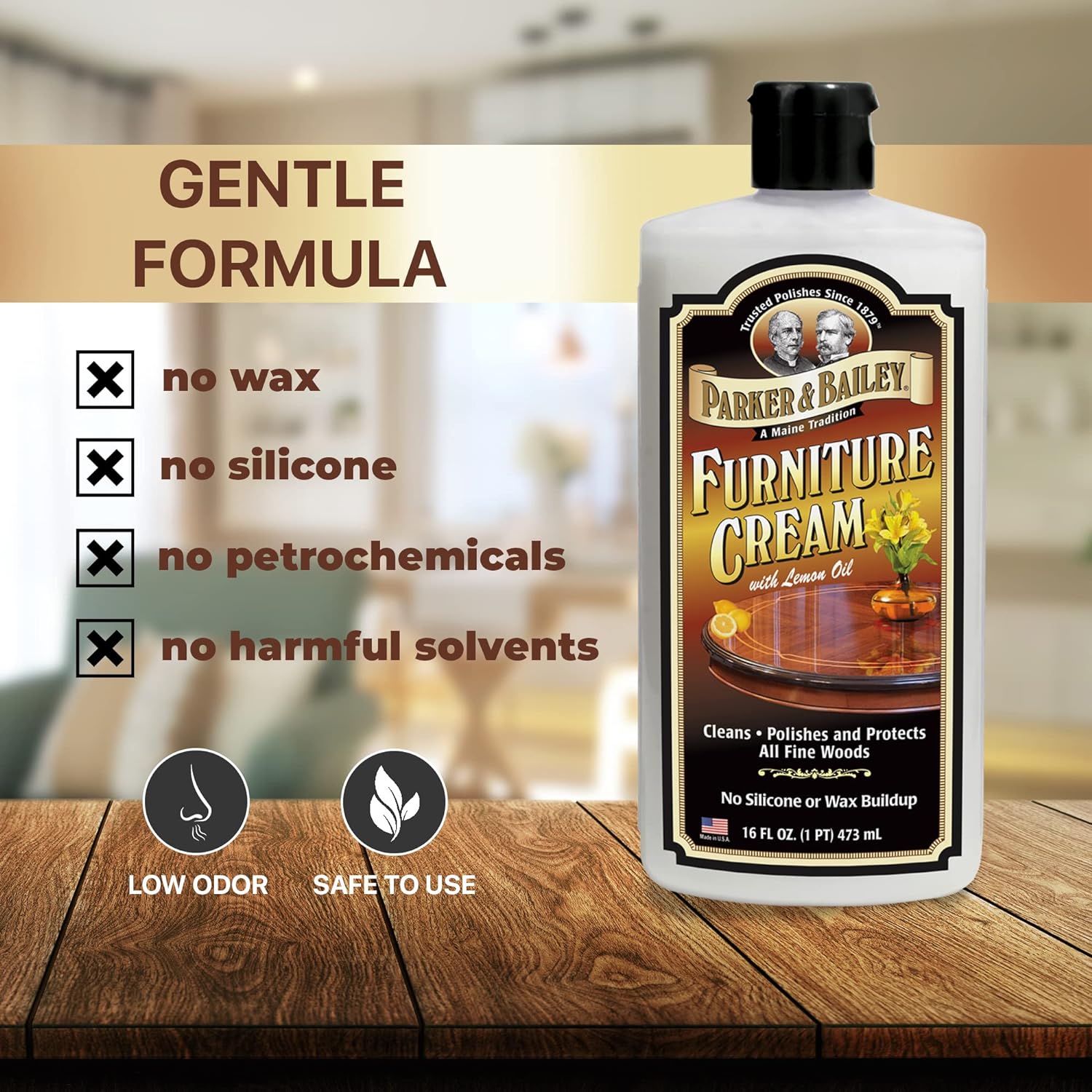 Parker & Bailey Furniture Cream with Lemon Oil - Multi-surface Wood Cleaner and Furniture Polish – 8oz.