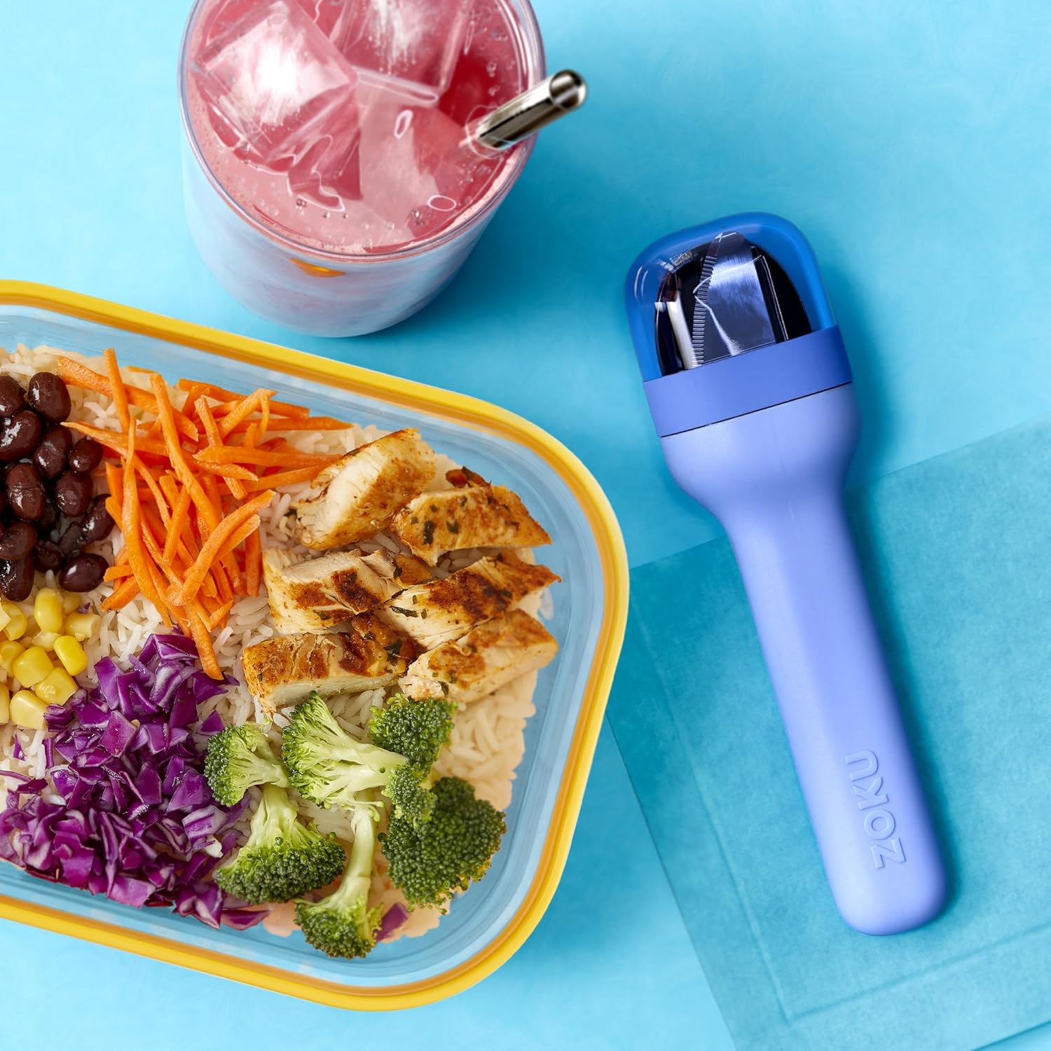 Juego de utensilios Zoku Pocket de acero inoxidable de 3 piezas – Azul