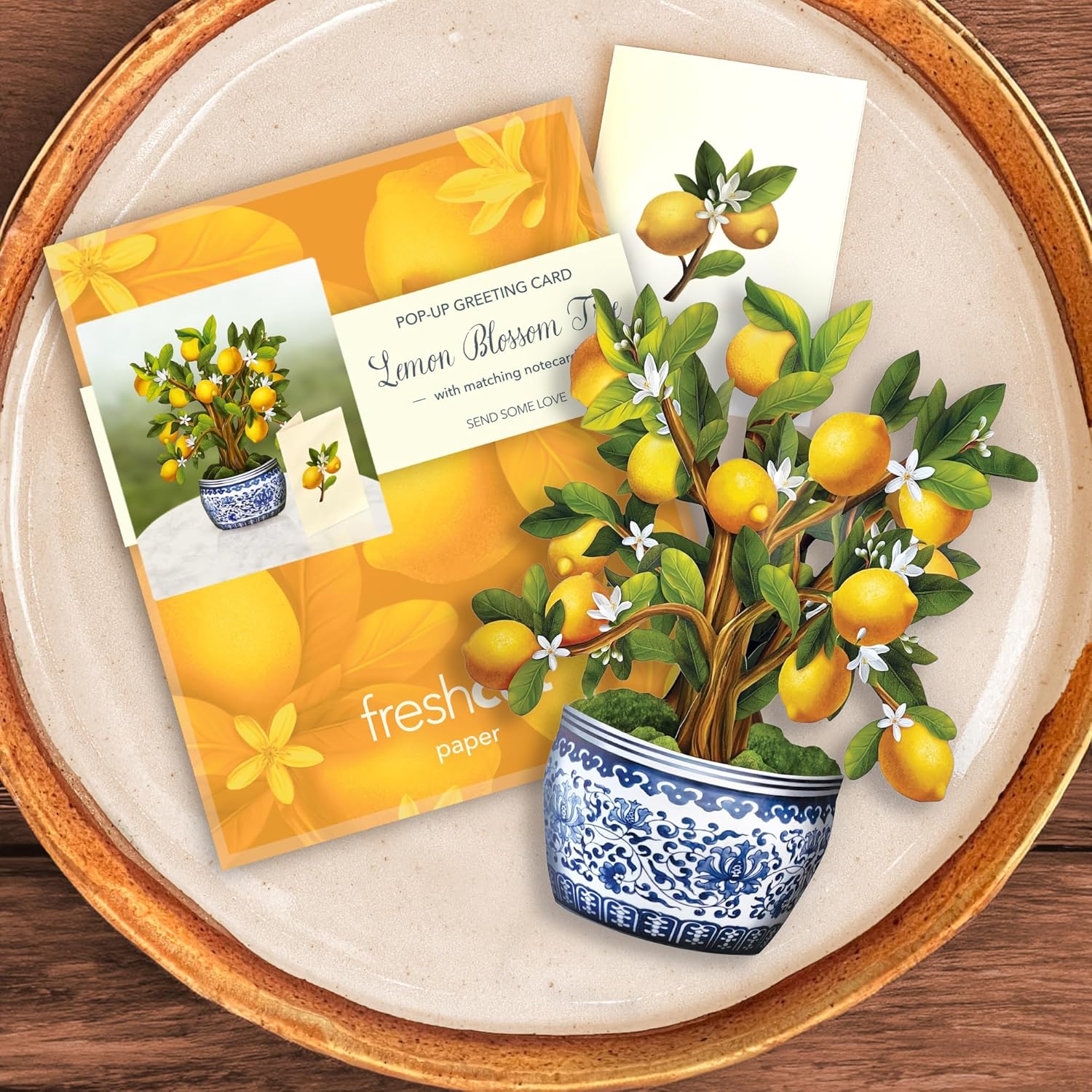 Fresh Cut Paper 3D Pop Up Flower Greeting Note Card – Lemon Blossom Tree – 6" x 5"