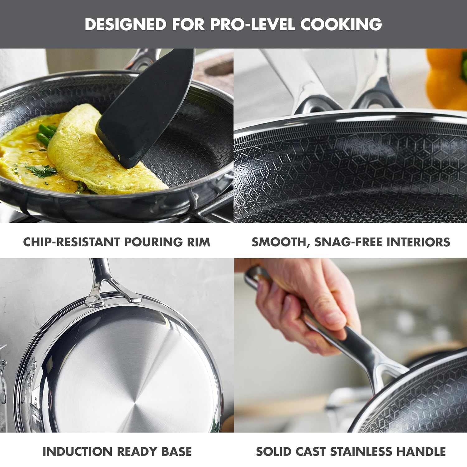 GreenPan Spectra Frying Pan Skillet – Hybrid Tri-Ply Stainless Steel Ceramic Nonstick – 10" & 12"