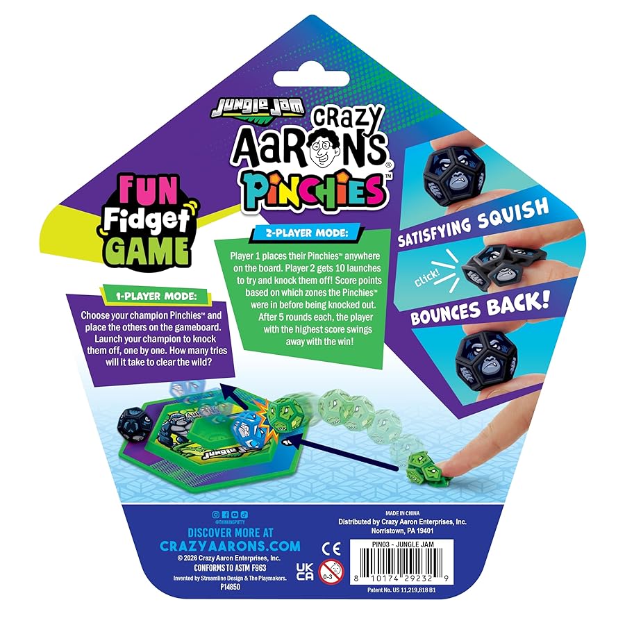 Crazy Aarons Pinchies – Squeezable Fidget Friends – Jungle Jam