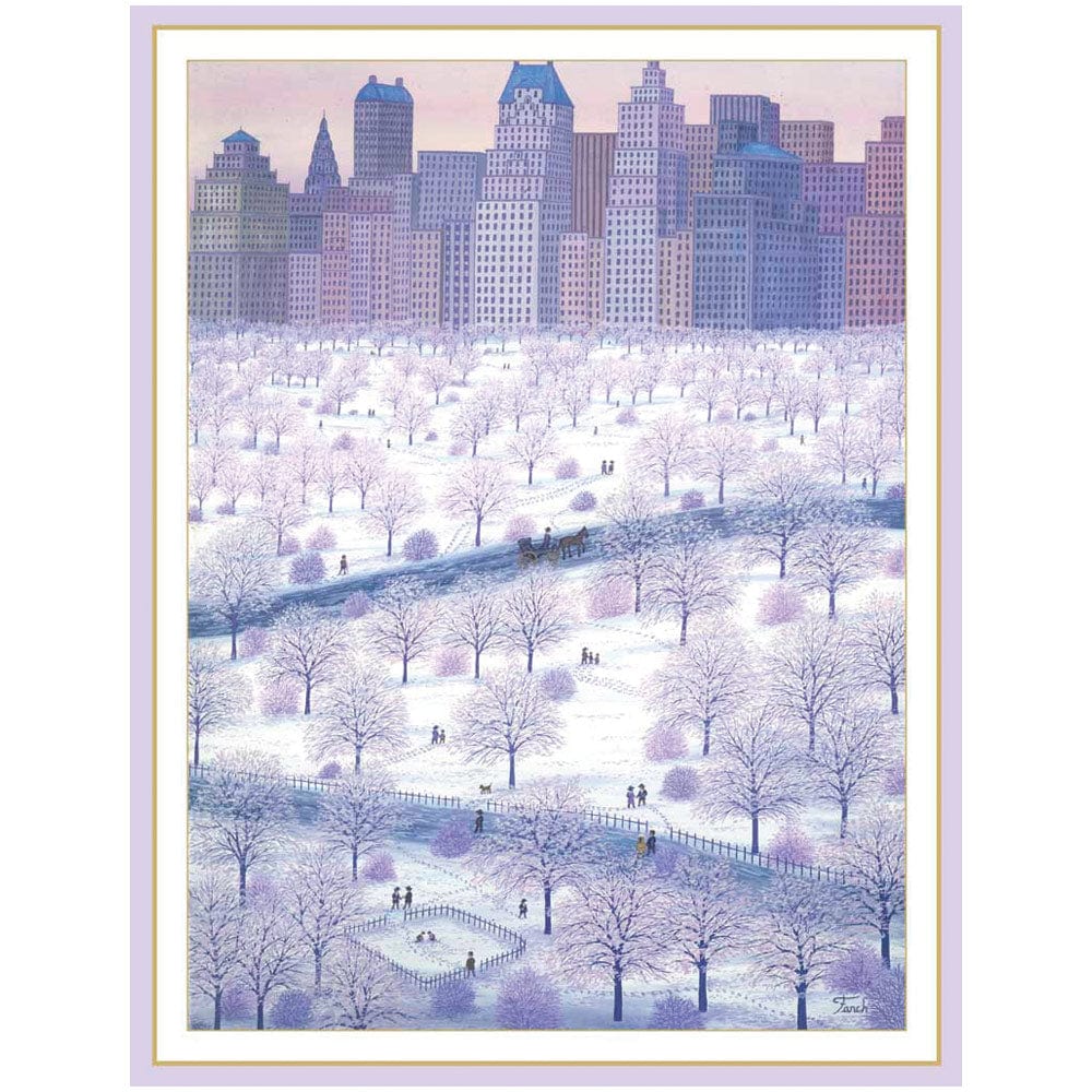 Caspari Spring Snow Over Central Park Boxed Christmas Cards – 15 Cards/Envelopes