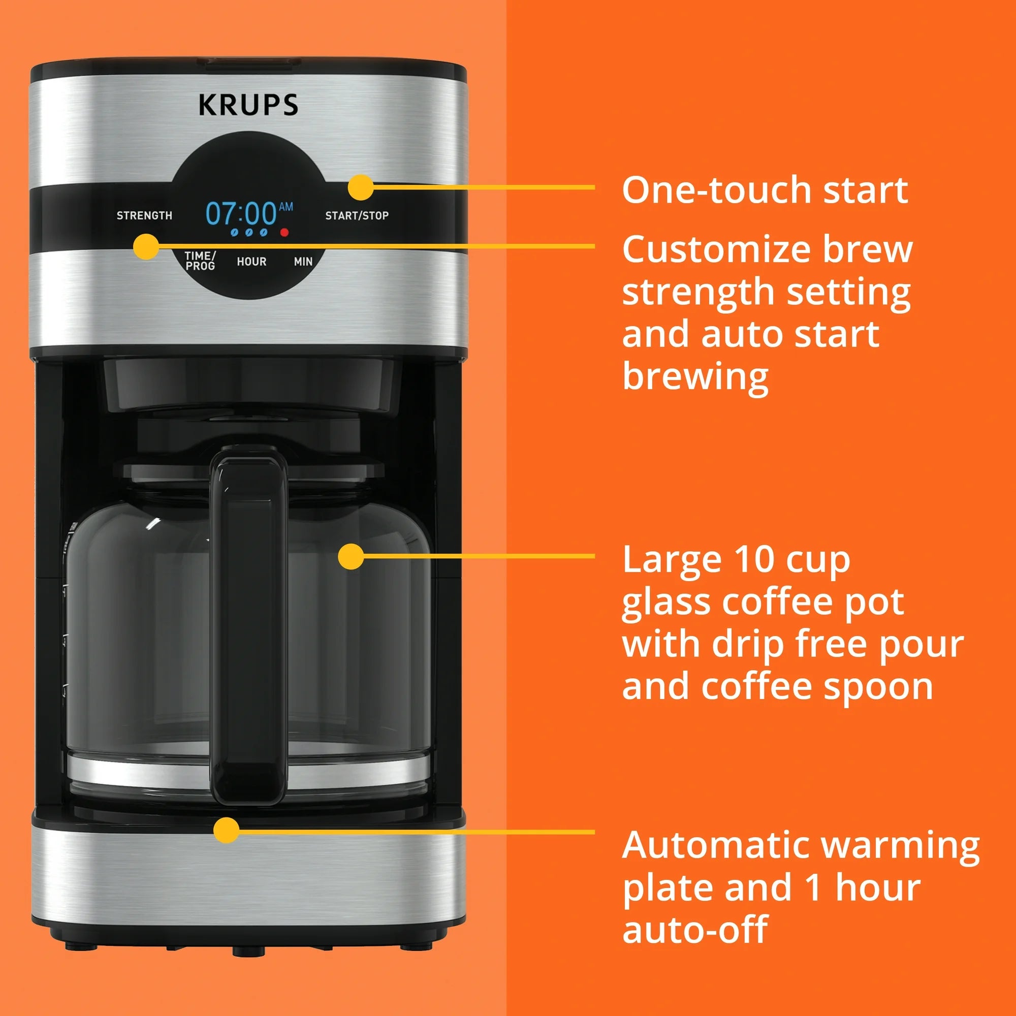 Krups Simply Brew Digital Drip Coffee Maker – 10 Cup