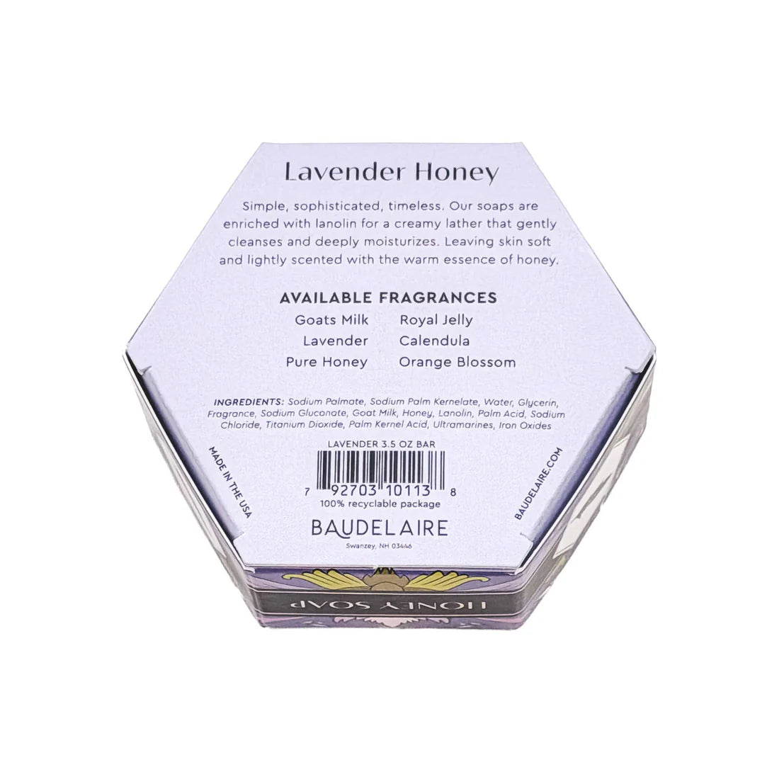 Baudelaire Lavender Honey Bar Soap – 3.5oz