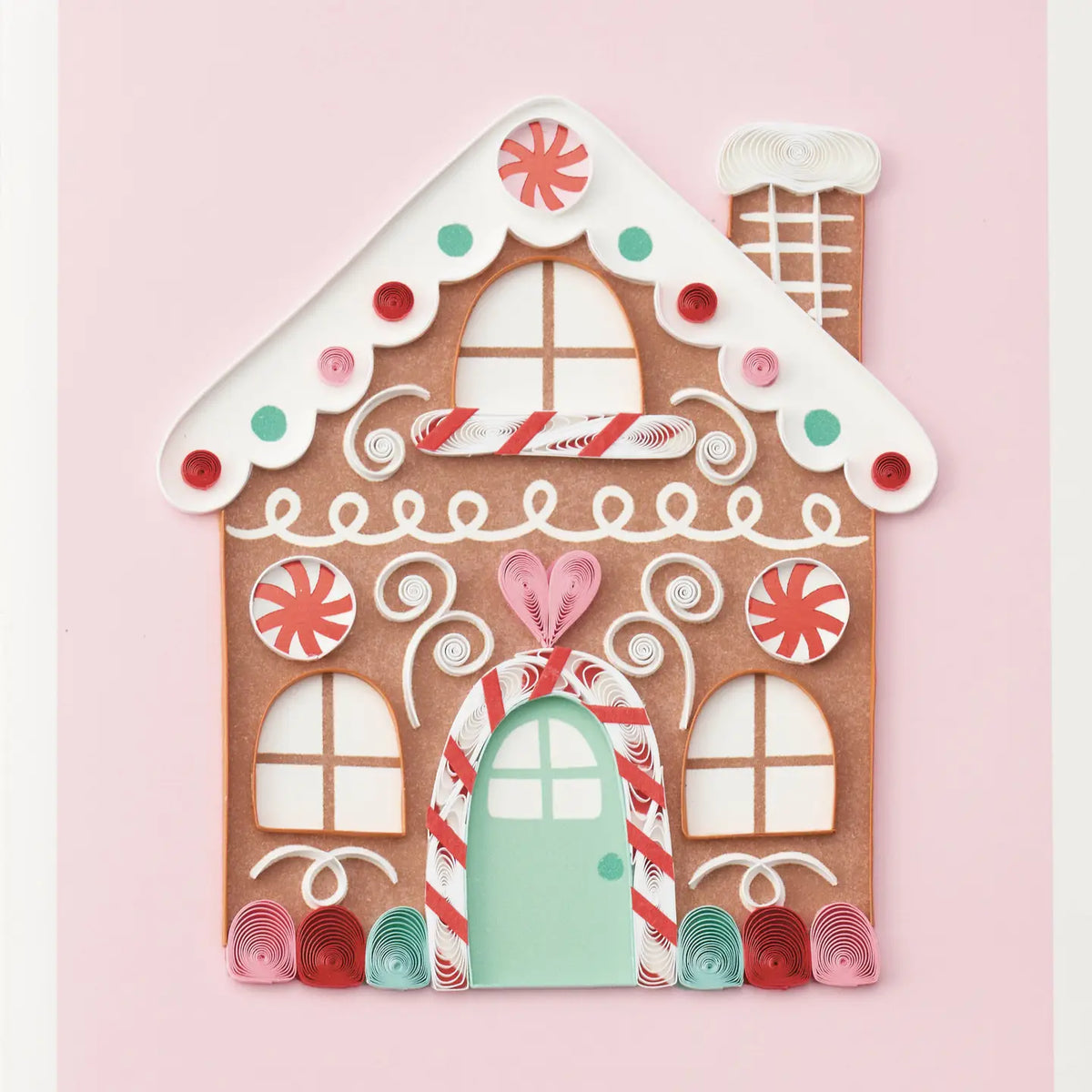Design Design Handmade Christmas Greeting Card – Candyland Cottage – 1 Card & 1 Envelope