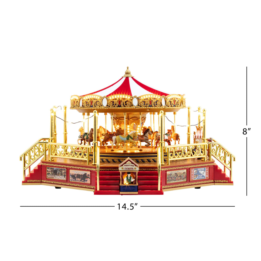 Mr. Christmas 90th Anniversary Collection - Animated & Musical Worlds Fair Boardwalk Carousel