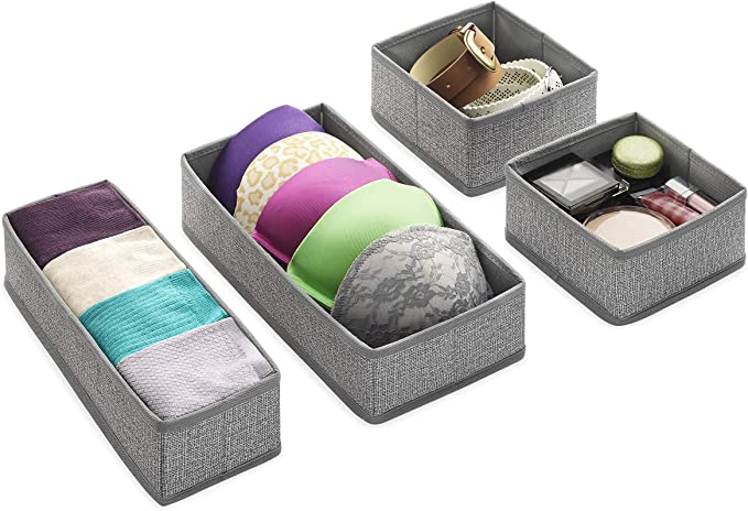 Crosshatch Gray Drawer Organizers – Set of 4