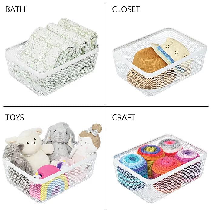 mDesign Wire Mesh Basket – White – 16" x 12” x 6"