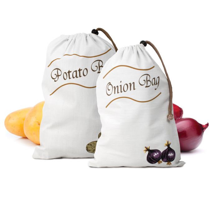 Kitchen Potato & Onion Saver Fabric Bags – Set of 2