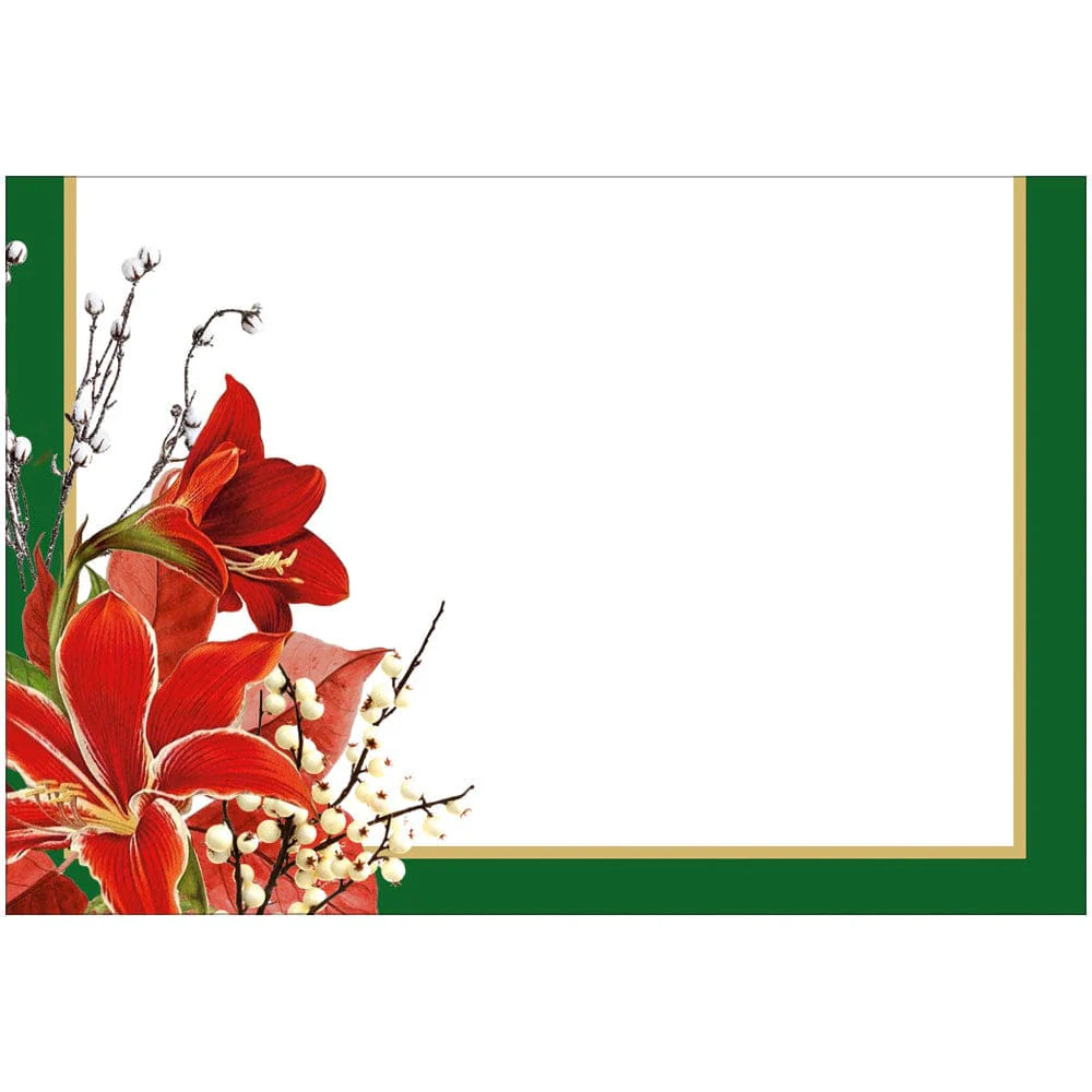 Caspari Christmas Garden Foil Reversible Place Cards - 8pk