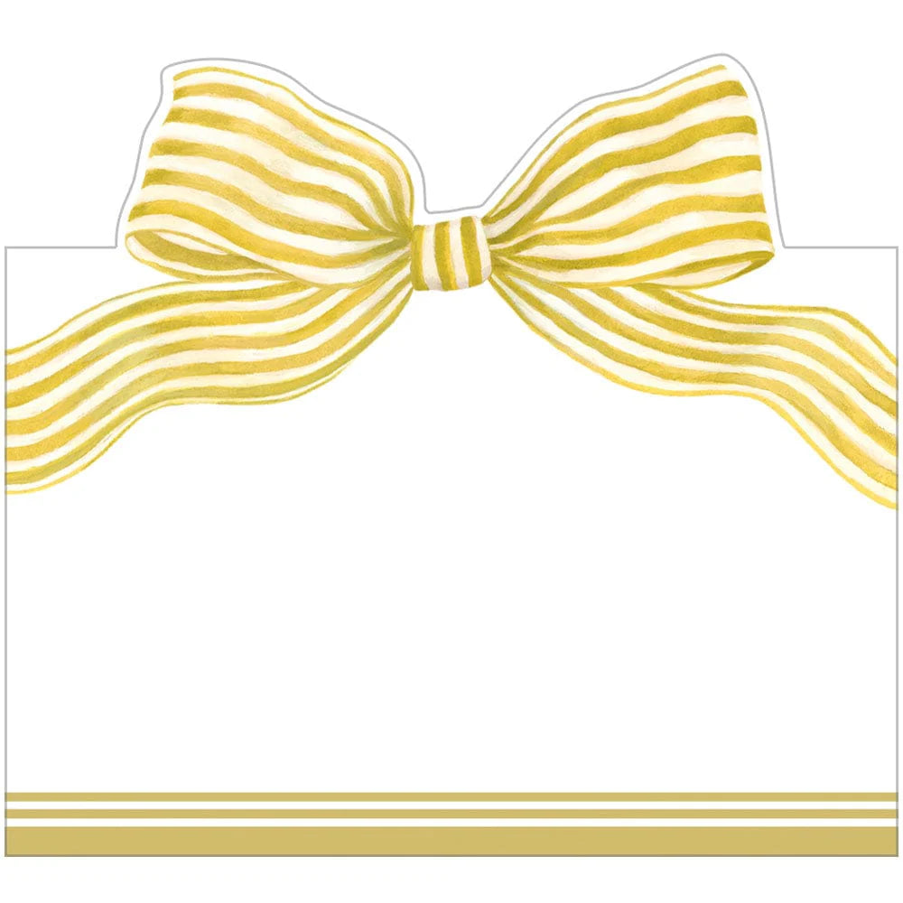 Caspari Gold Striped Foil Bow Place Cards - 8pk