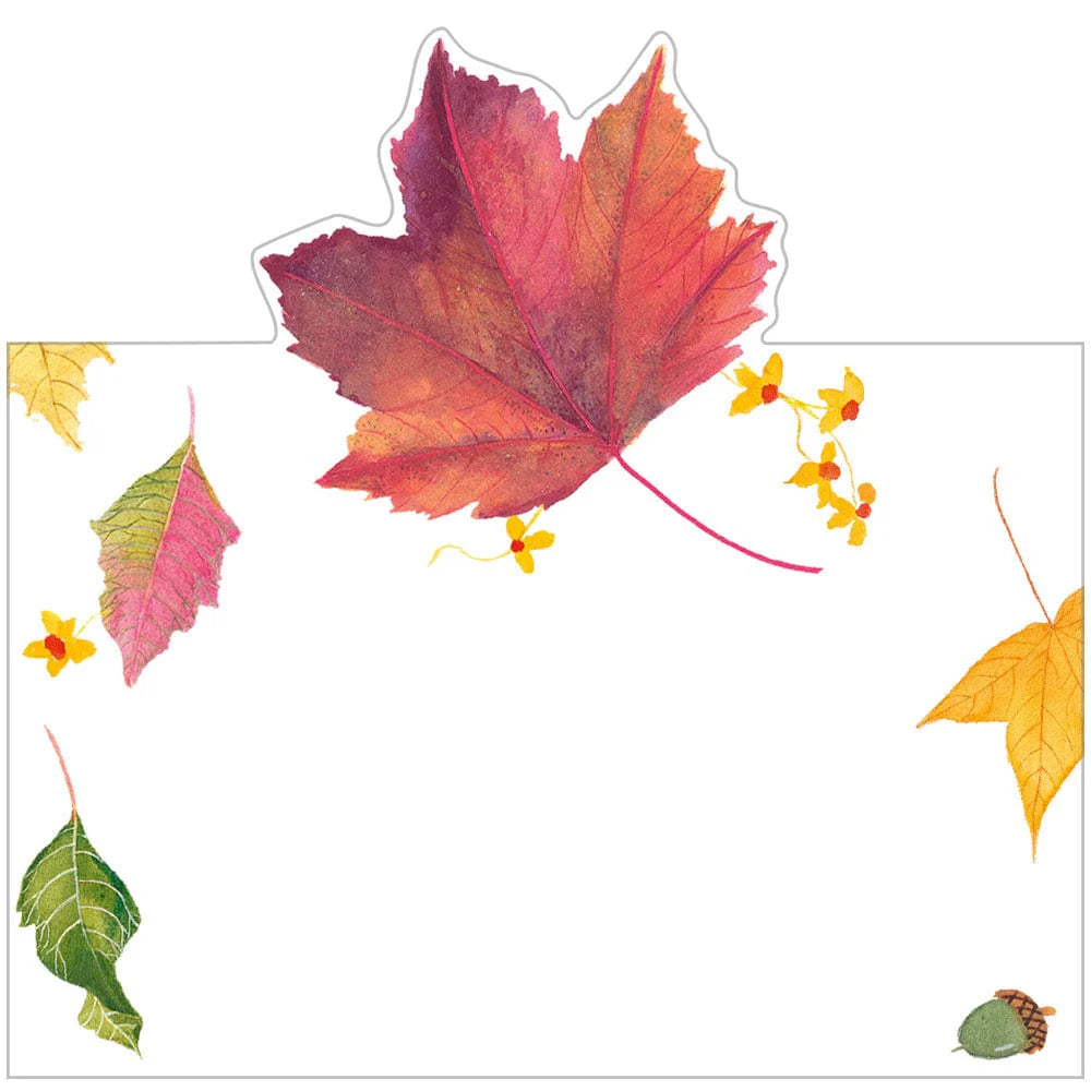 Caspari Swirling Leaves White Place Cards - 8pk