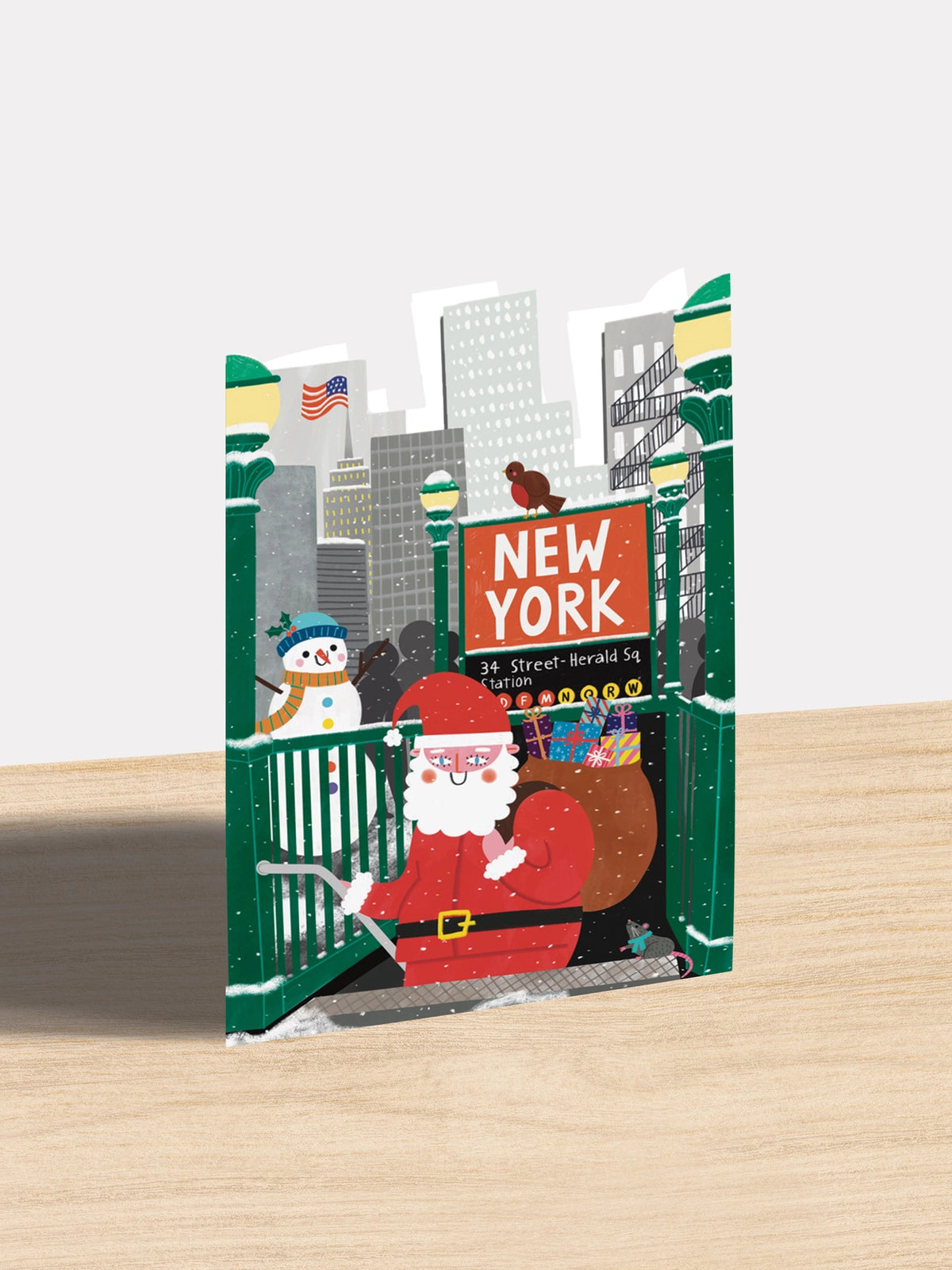 Christmas Die-Cut Note Card – New York Santa - 4.5 X 6.4