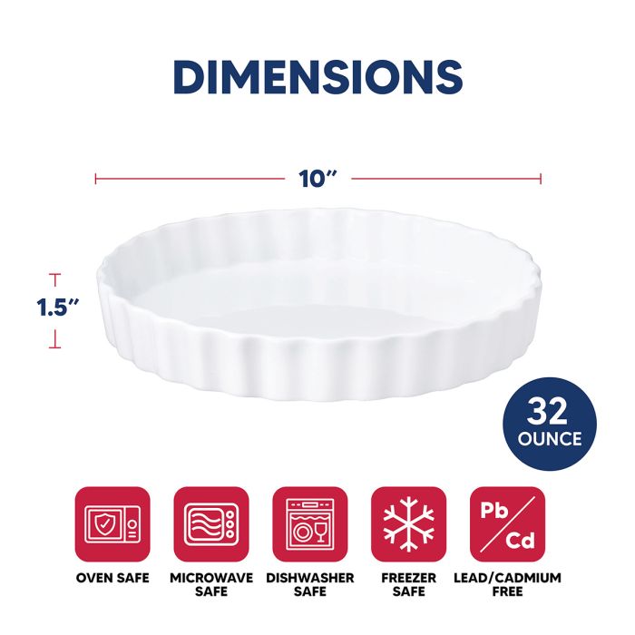 Fine Porcelain Round Quiche Dish – 10"