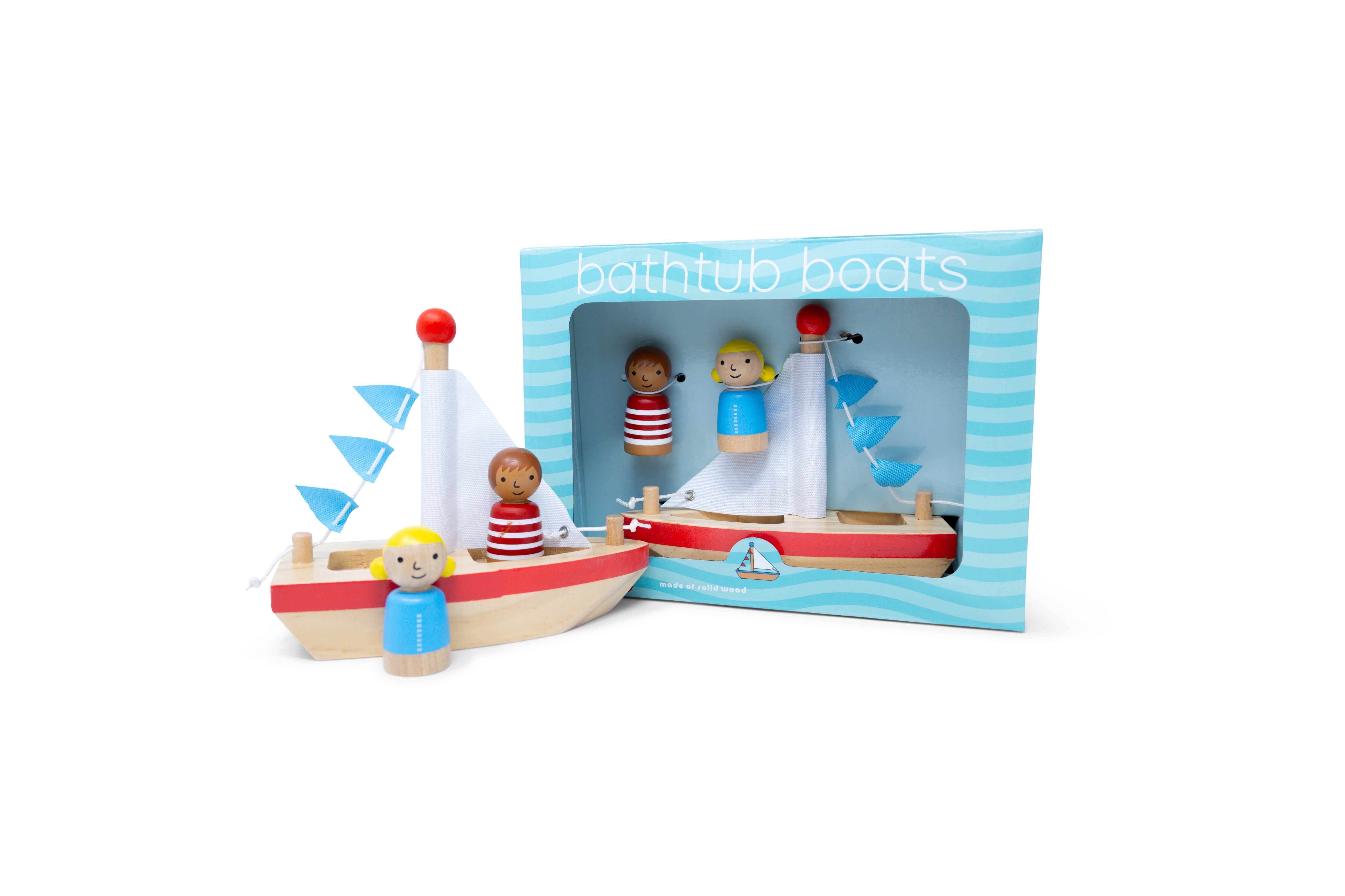 Boats and Buddies – 3 Piece Wooden Floating Bath Toys