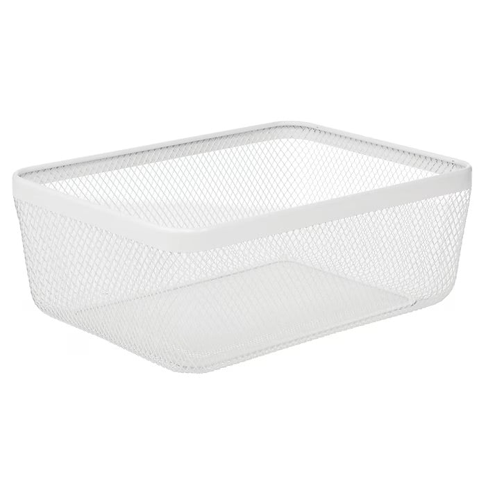 mDesign Wire Mesh Basket – White – 16" x 12” x 6"