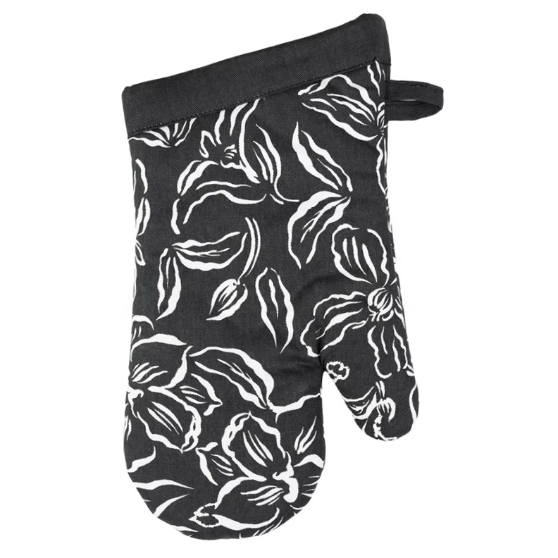 MU Kitchen Designer Oven Mitt – Black Water Lily