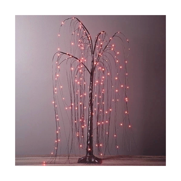 Black Willow Halloween Tree with Orange LED Lights – 48"