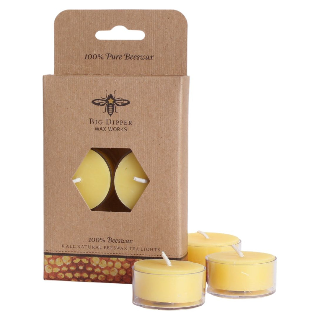 Tea Light Pure Beeswax Candles – 5 Hour Burn Time – Box of 6
