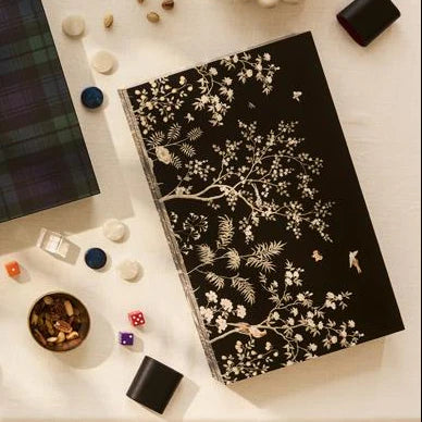 Addison Ross Black Chinoiserie Lacquer Backgammon Set