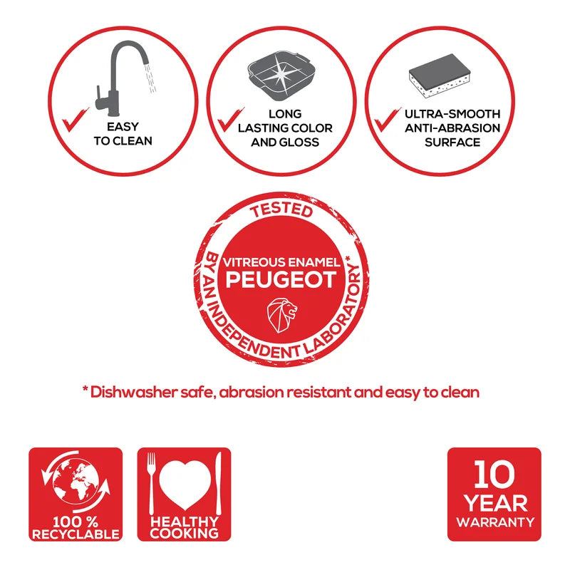 Peugeot Appolia Rectangular Ceramic Casserole Baking Dish – 10" – Satin Black