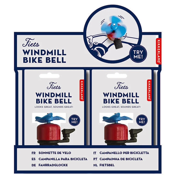 Kikkerland Fiets Windmill Bike Bell – Assorted Colors – Each Sold Separately