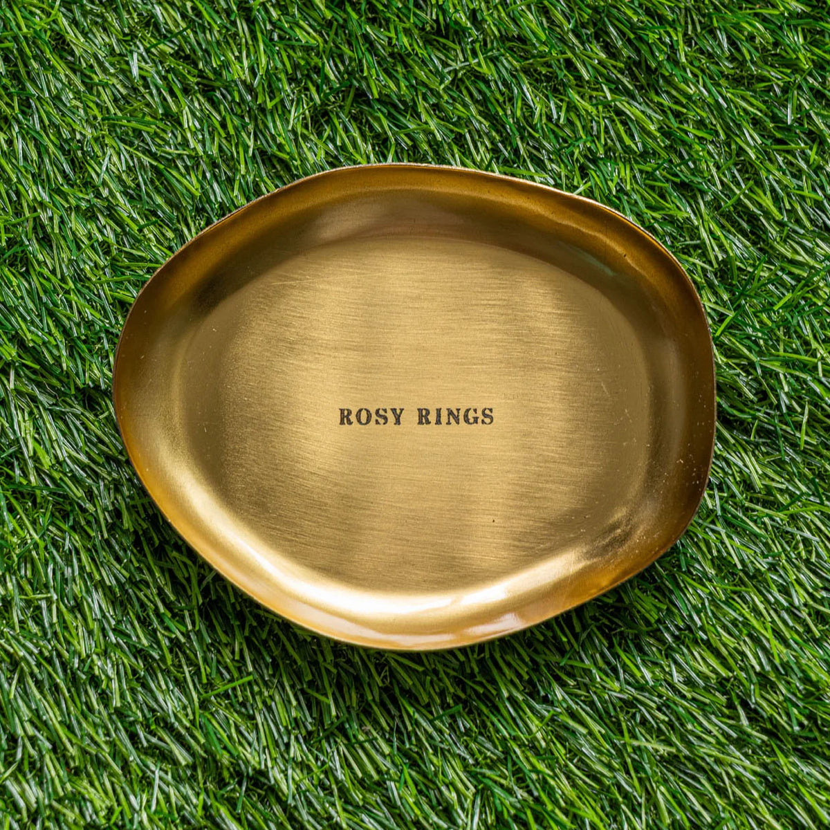 Rosy Rings Petite Gold Accent Botanical Candle Plate & Trinket Tray– 4"