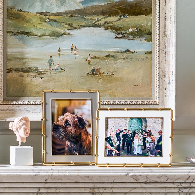 Addison Ross Bamboo Photo Frame – White & Gold – 5" x 7"