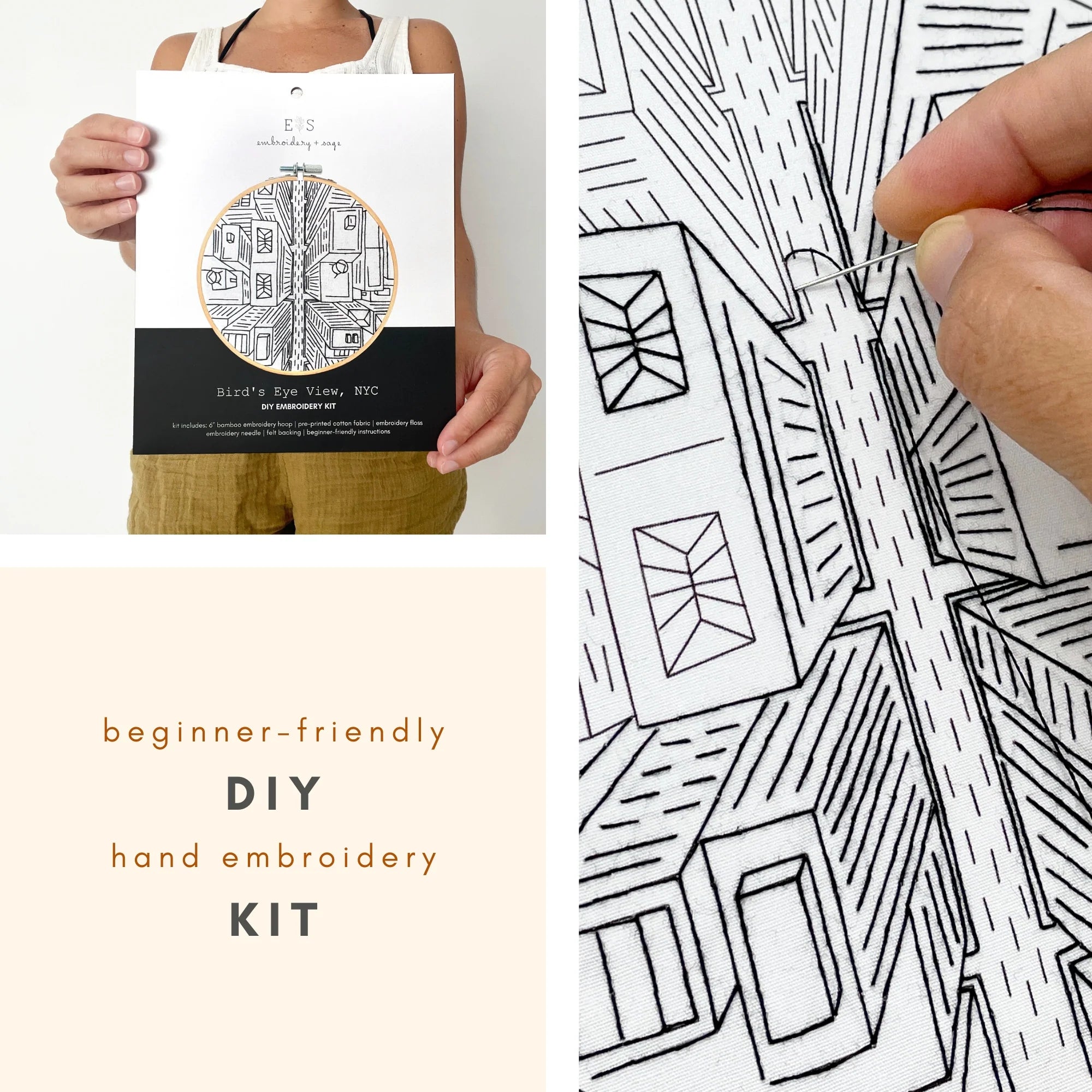 Embroidery & Sage – Bird's Eye View NYC - Embroidery Kit