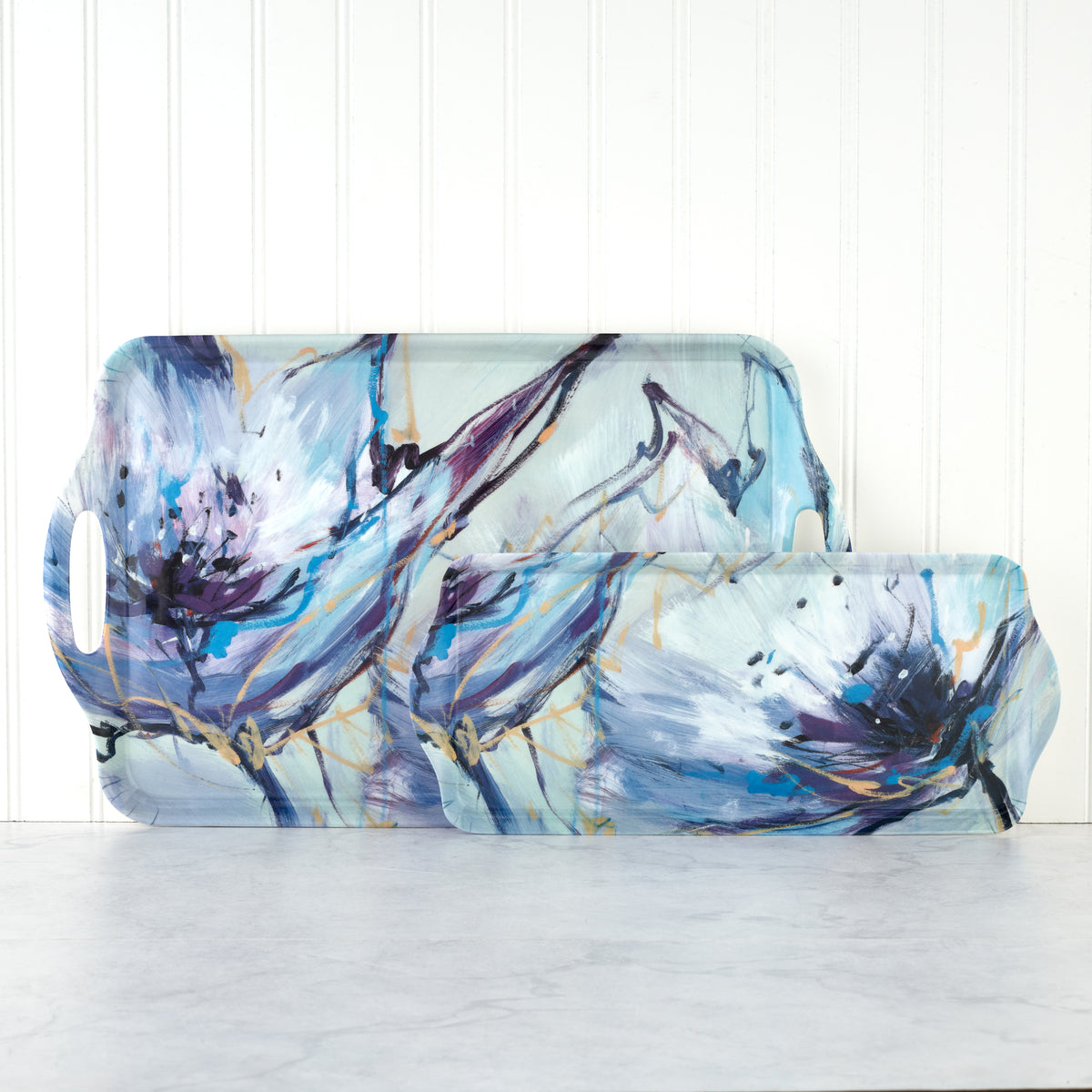 Pimpernel Blooms in Lilac Large Handled Tray – 19.25 x 11.5"