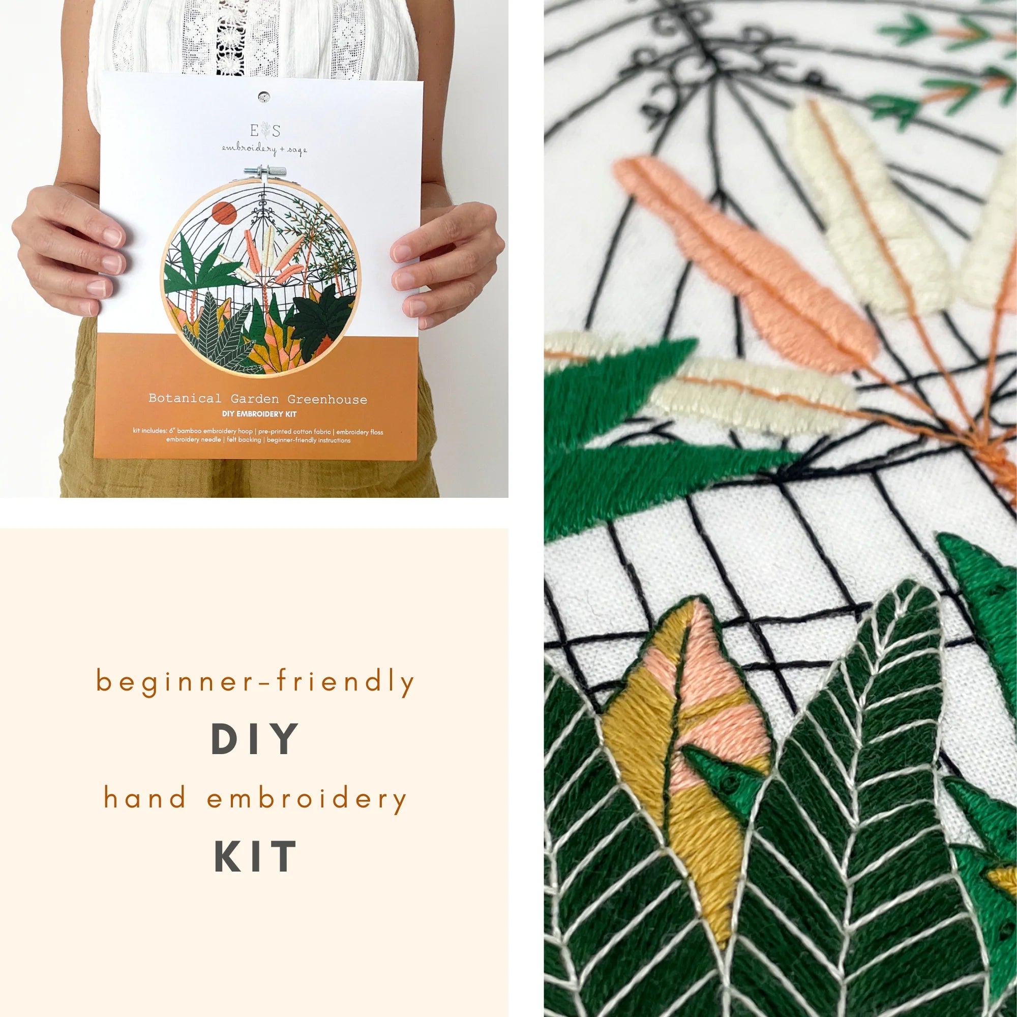 Embroidery & Sage –Botanical Greenhouse Garden - Embroidery Kit