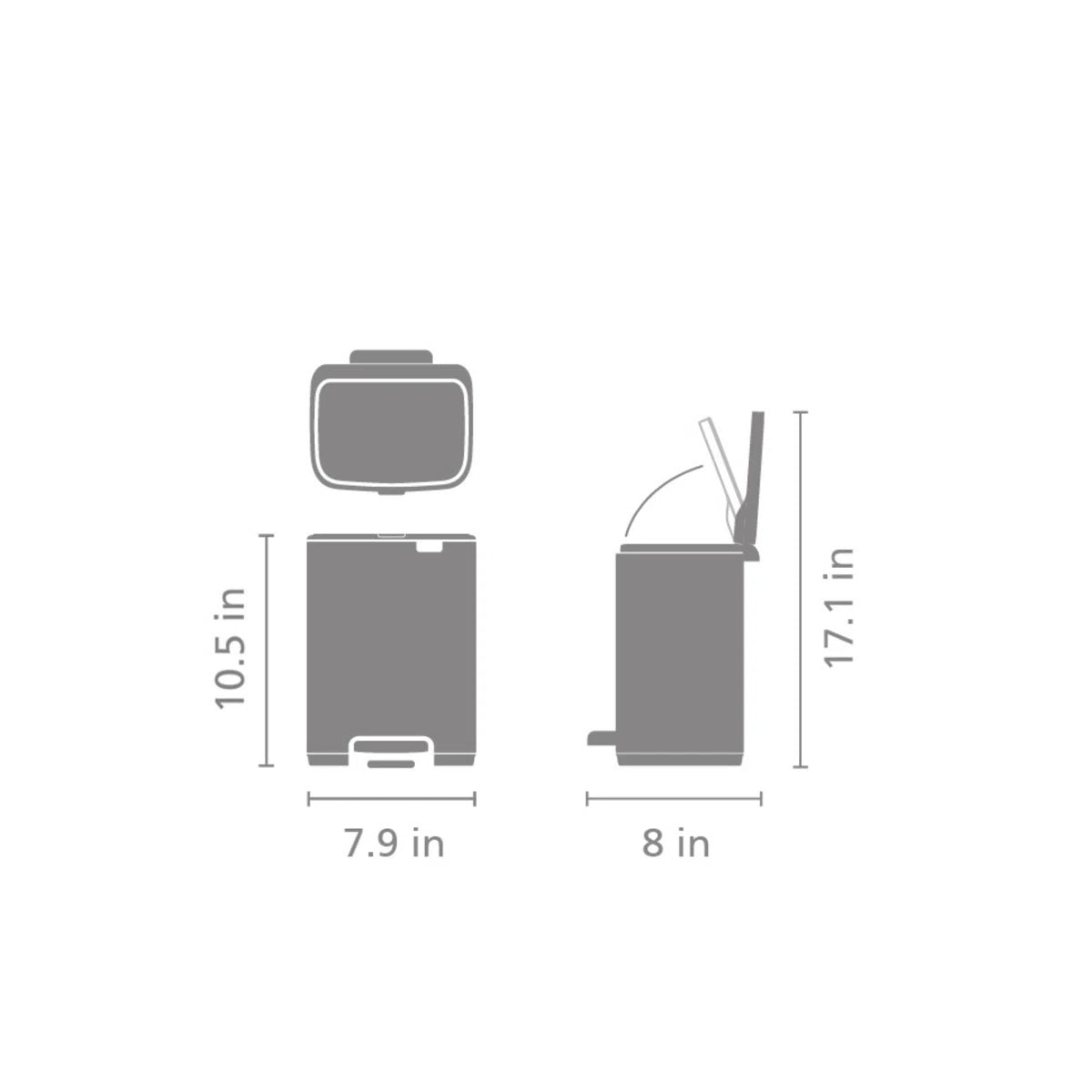 Brabantia Bo Petite Step-On Trash Can – 1.1 Gal – White