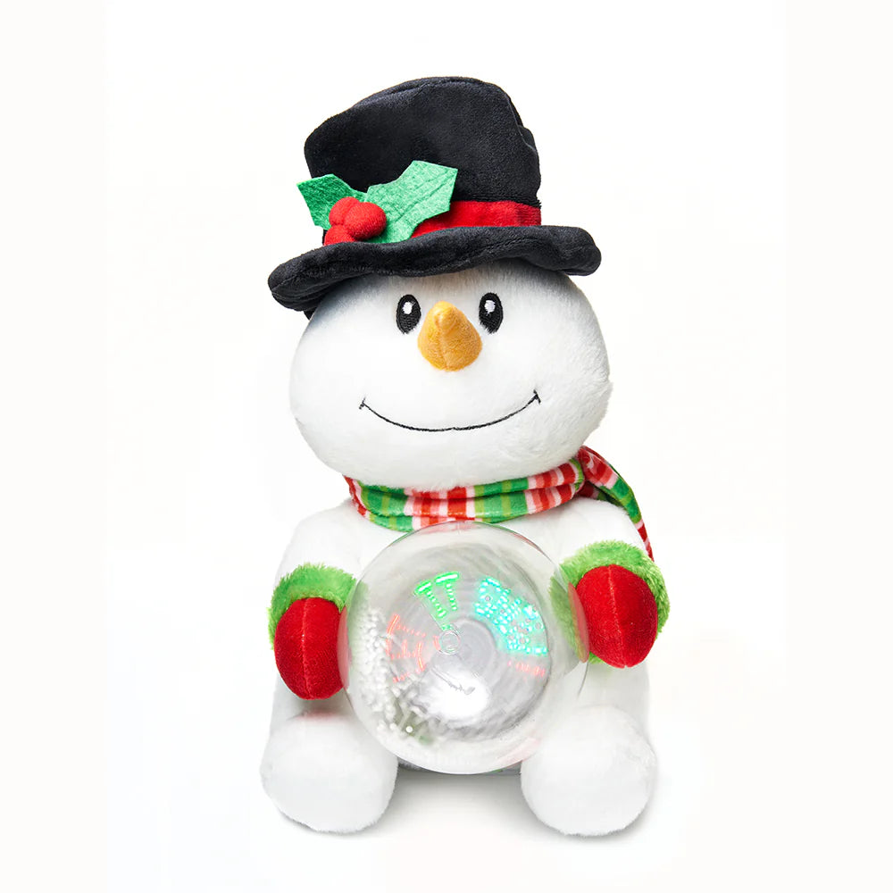 Animated Light Up Snowglobe Stormy – Singing Frosty the Snowman Plush Toy – 12"