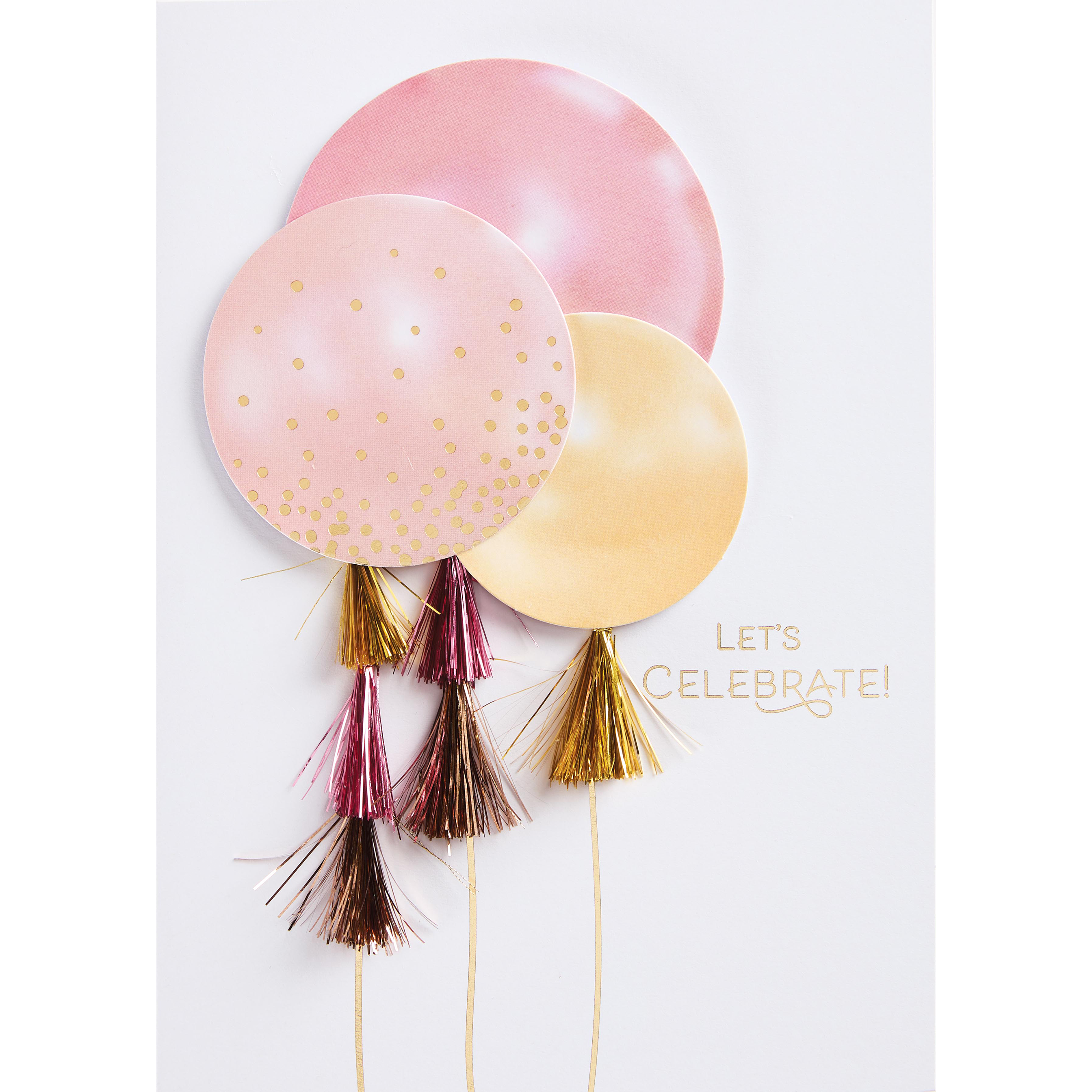 Design Design Handcrafted Birthday Card – Tassel Pretty Balloons – 1 Card & 1 Envelope