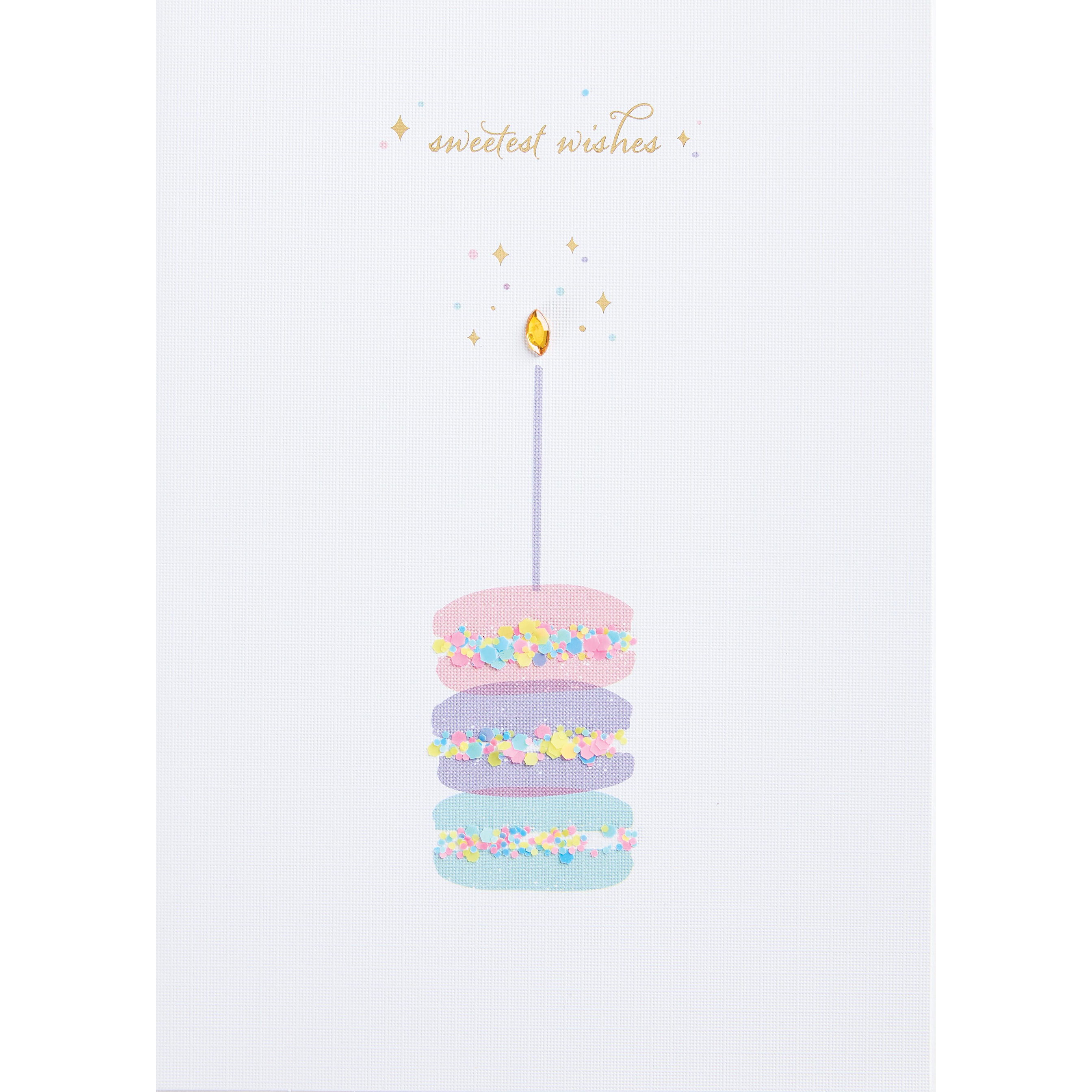 Design Design Handcrafted Birthday Card – Macarons with Candle – 1 Card & 1 Envelope