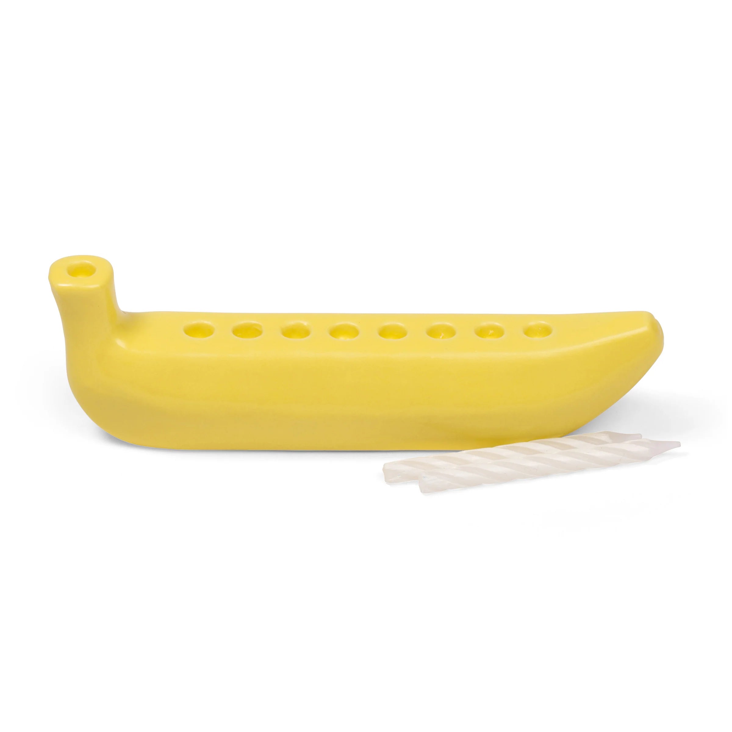 Kikkerland Ceramic Mini Banana Banorah Menorah – 5"