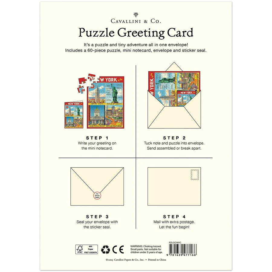 Cavallini & Co. New York City Puzzle Greeting Card – 5 x 7