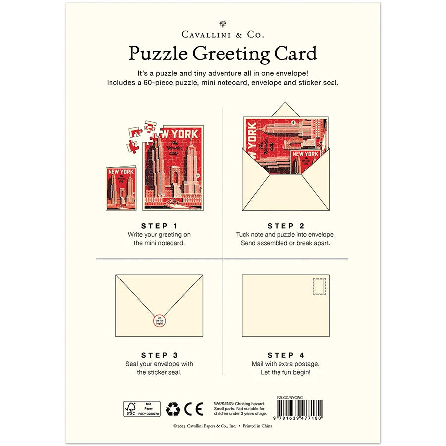 Cavallini & Co. New York Wonder City Puzzle Greeting Card – 5 x 7