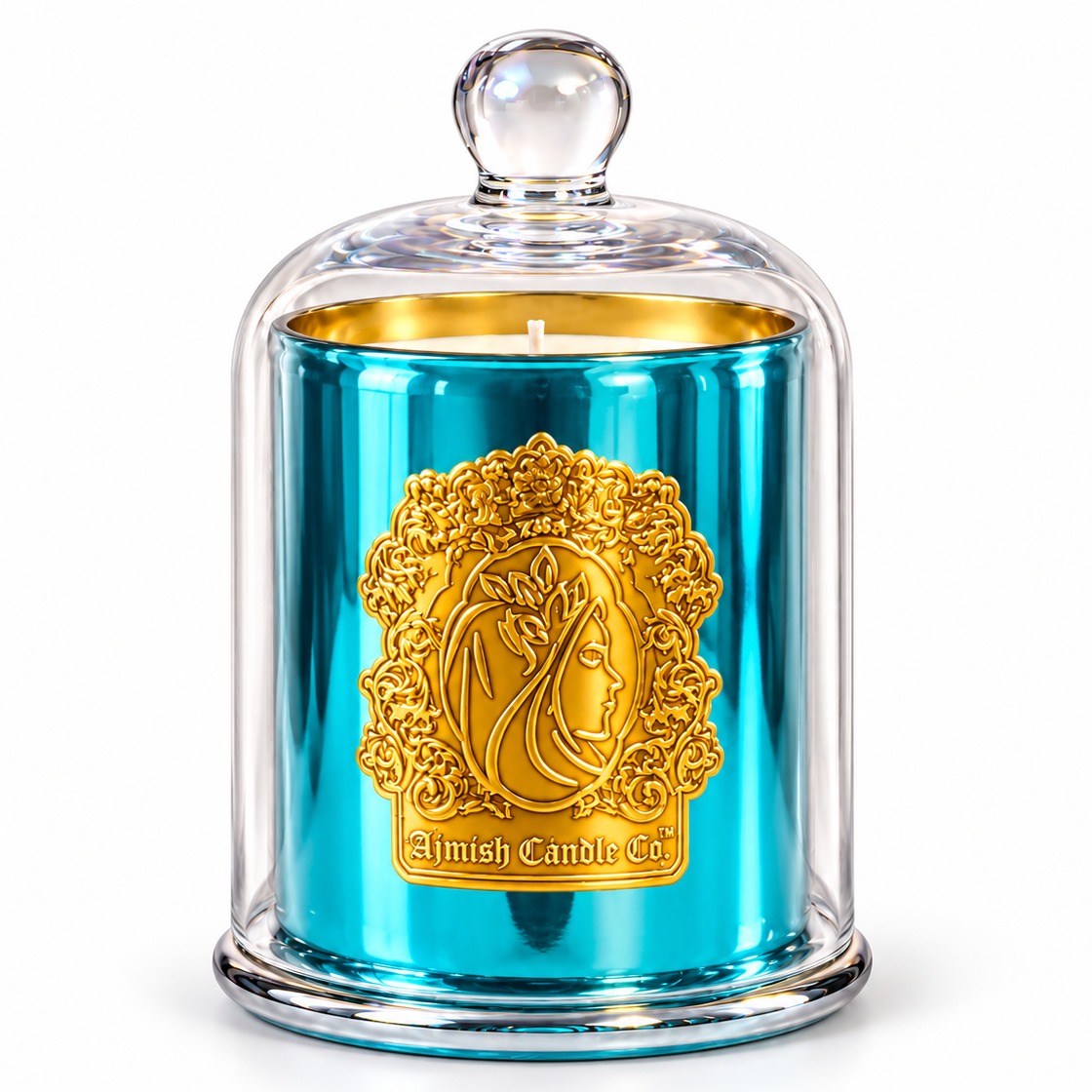 Khush Candle La Ramla Collection – 3 Wick Aqua Lacquer Candle – 35 oz