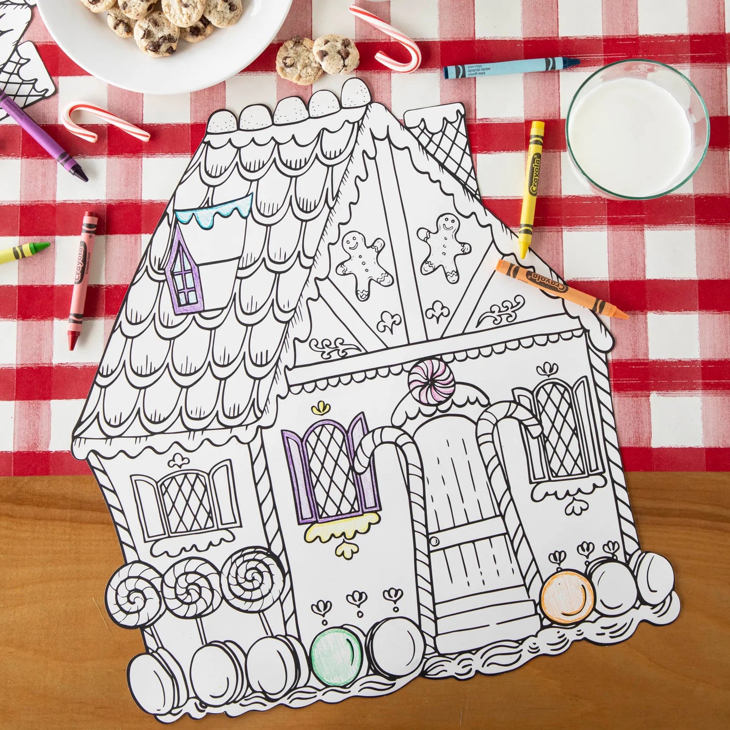 Hester & Cook Die-Cut Coloring Paper Placemats – Gingerbread House – Pack of 12