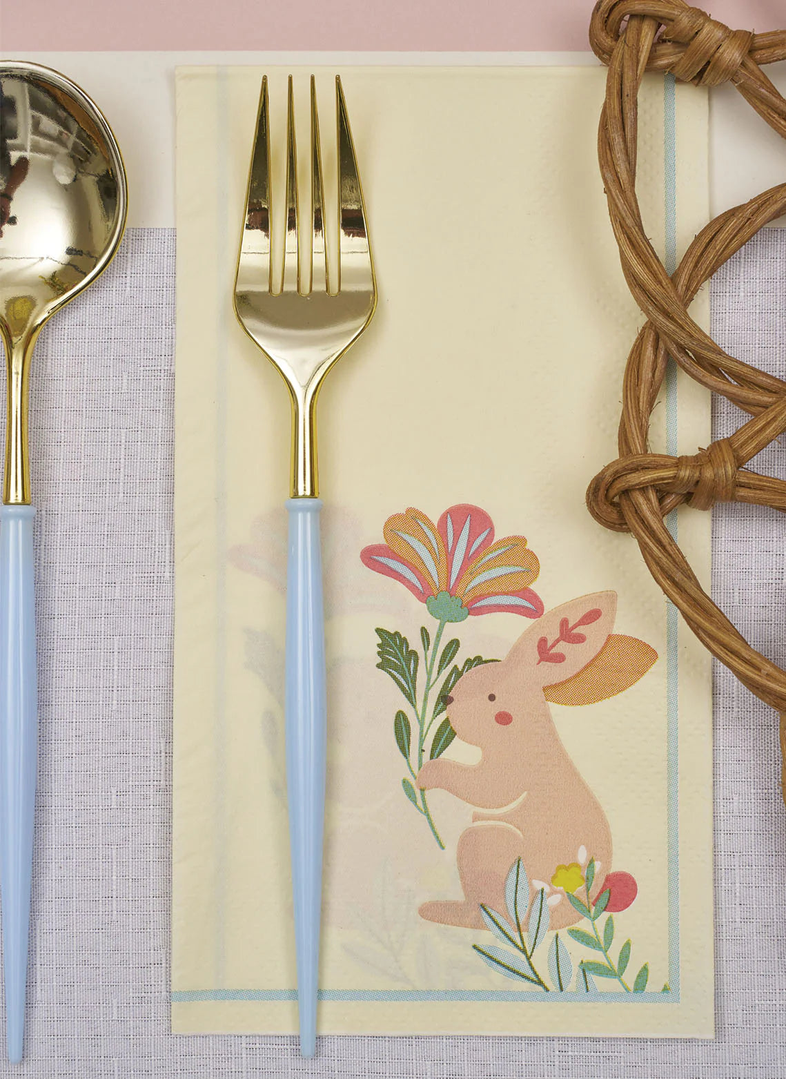 Sophistiplate Bella Assorted Plastic Cutlery – Gold & Sky Blue – 24pc – Service for 8