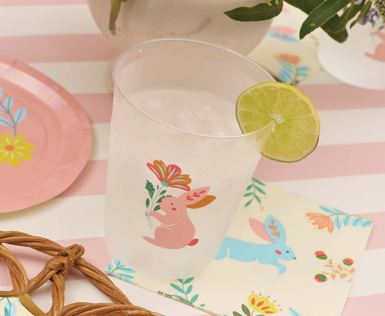 Sophistiplate Reusable Durable Flex Cups – Folklore Easter Frost – 16oz – Set of 8