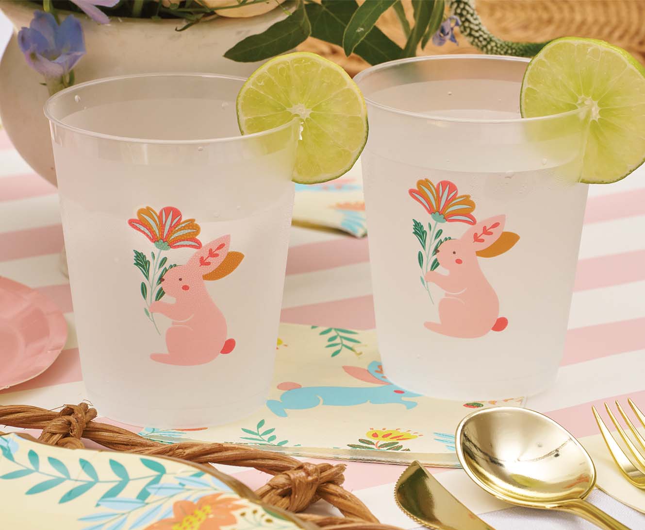 Sophistiplate Reusable Durable Flex Cups – Folklore Easter Frost – 16oz – Set of 8