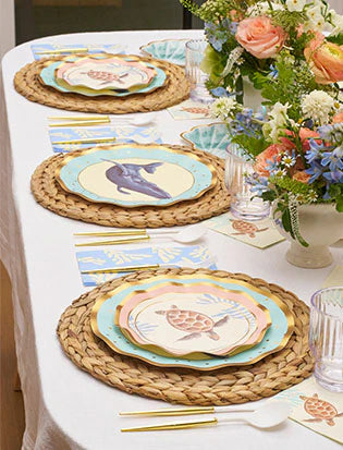 Sophistiplate Wavy Paper Salad & Dessert Plates – 8pk – Pastel Sea