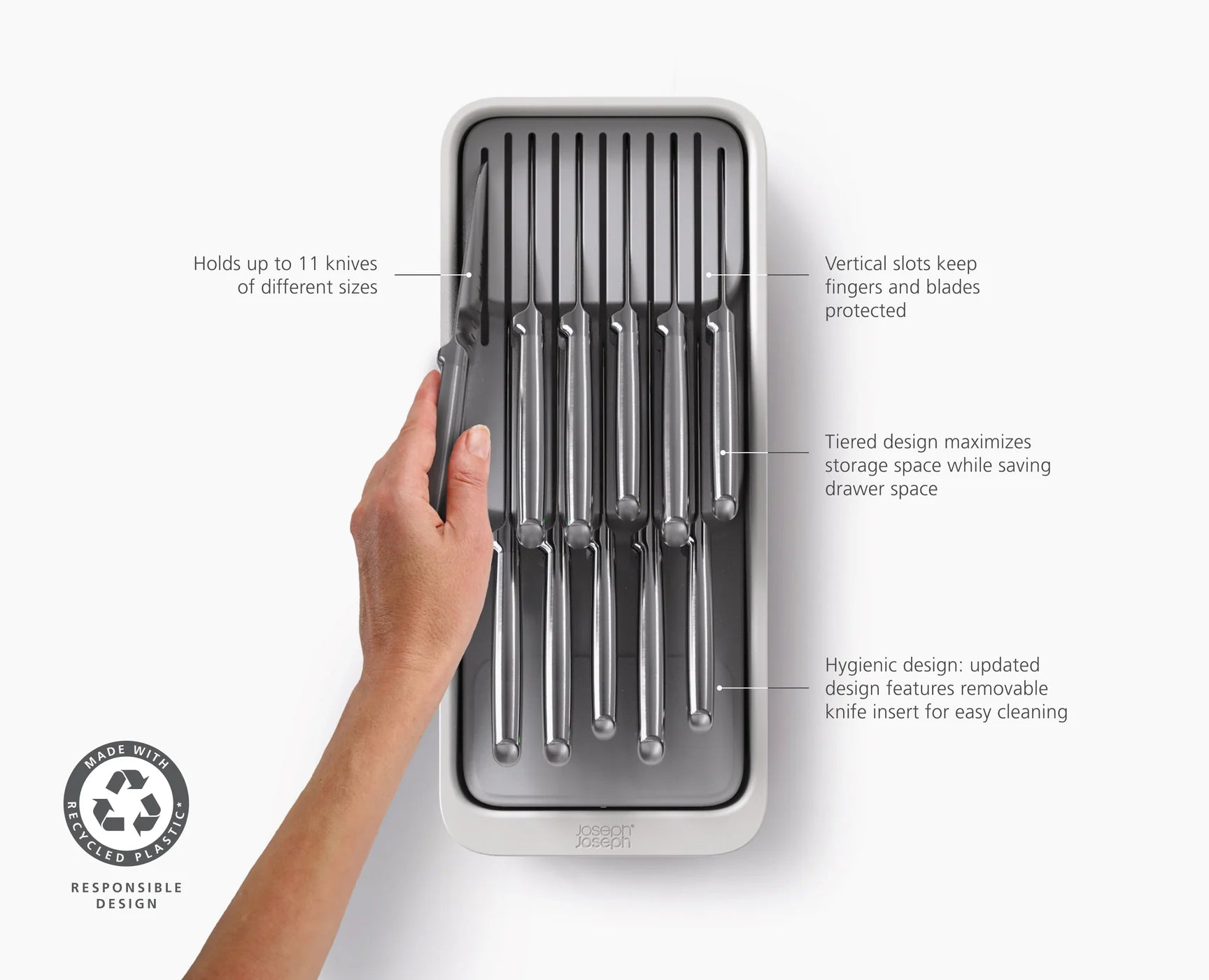 Joseph Joseph DrawerStore 2-Tier Compact Knife Organizer – 15.7" x 6.7"