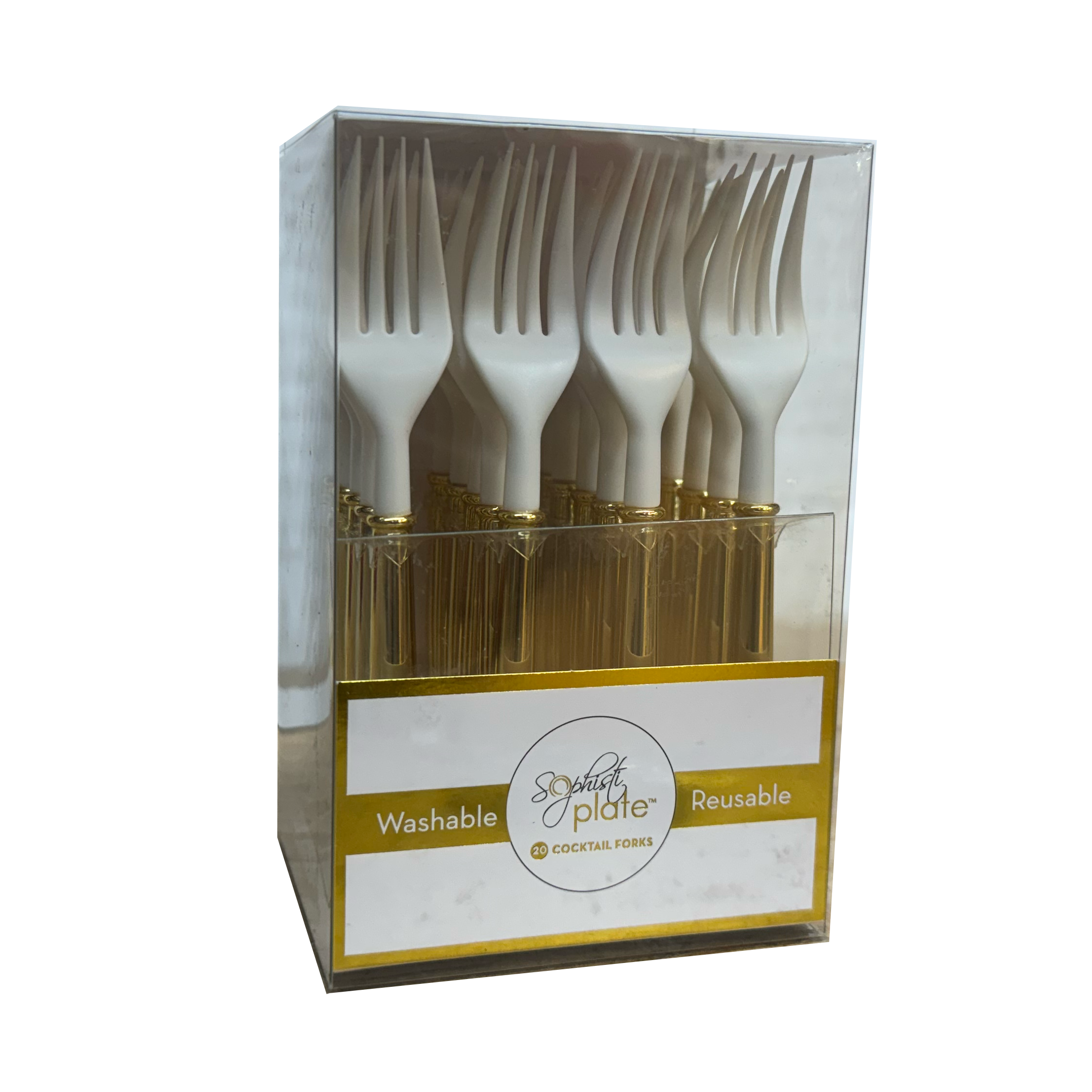 Sophistiplate Disposable Gold Bella Plastic Mini Cocktail Forks – 20 Piece