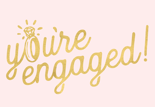 Caspari – You're Engaged - Foil Wedding Card – 1 Card & 1 Envelope