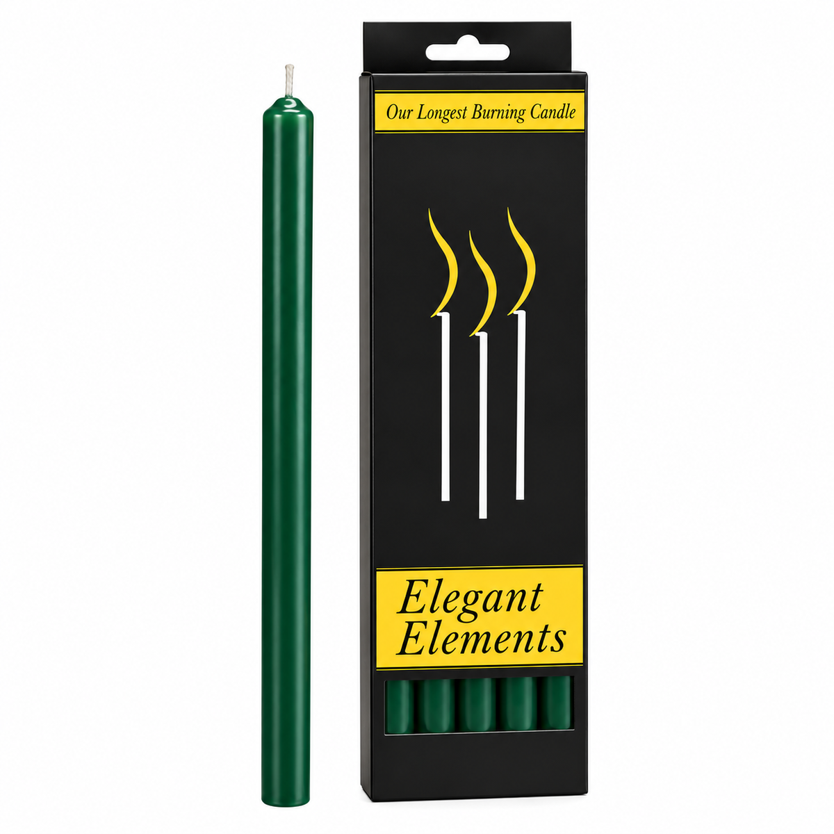 Elements Straight Candles – 10" – Green – Set of 6
