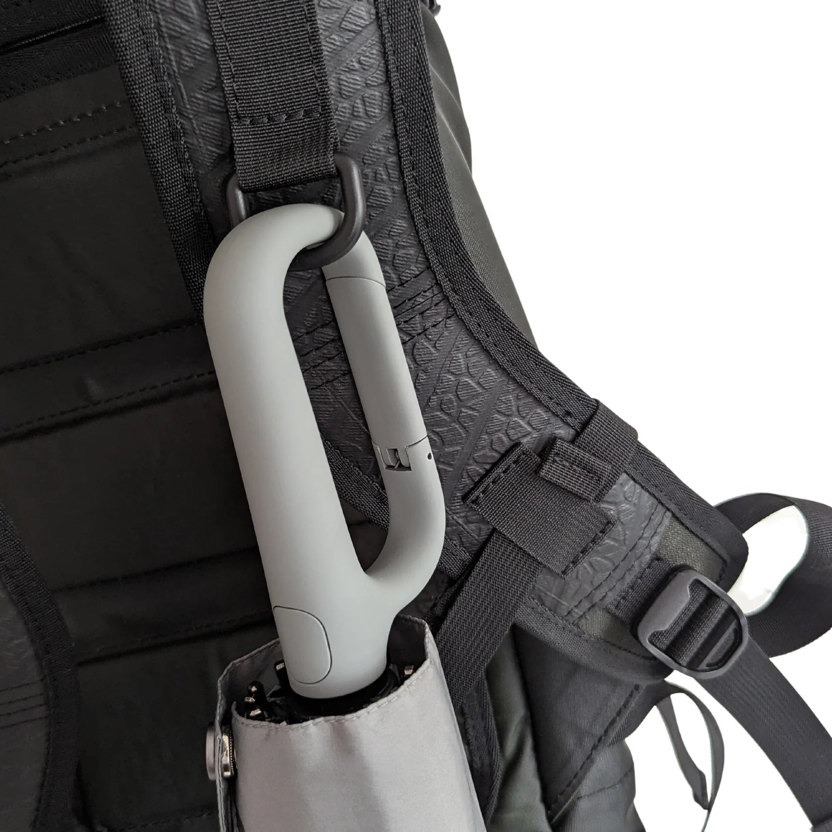 URBN ELEMNTS – Everyday Umbrella with Never-Forget Carabiner Handle – Grey